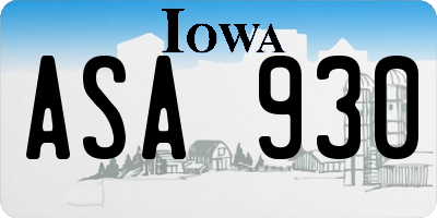 IA license plate ASA930