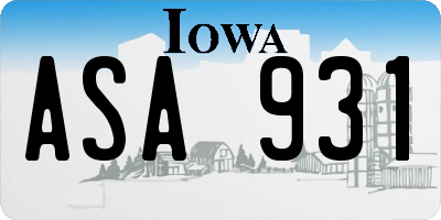 IA license plate ASA931