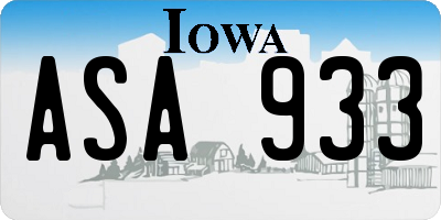 IA license plate ASA933