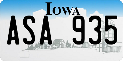 IA license plate ASA935