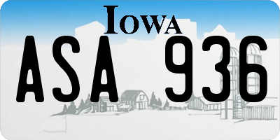 IA license plate ASA936