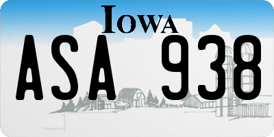 IA license plate ASA938