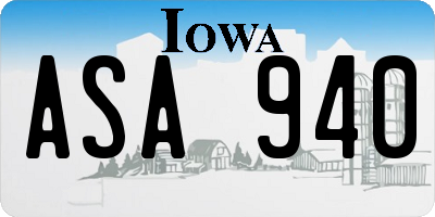 IA license plate ASA940