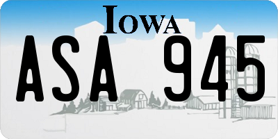 IA license plate ASA945