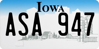 IA license plate ASA947