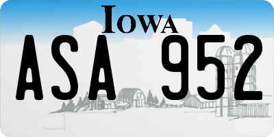 IA license plate ASA952