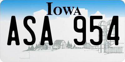 IA license plate ASA954