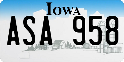 IA license plate ASA958