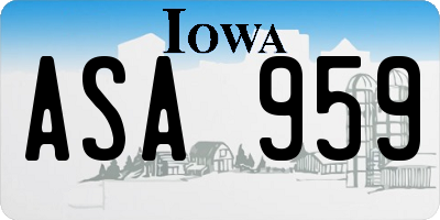 IA license plate ASA959