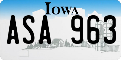 IA license plate ASA963