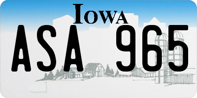 IA license plate ASA965