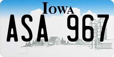 IA license plate ASA967