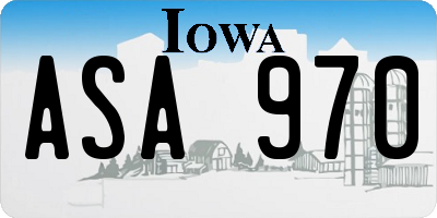 IA license plate ASA970