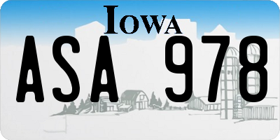 IA license plate ASA978