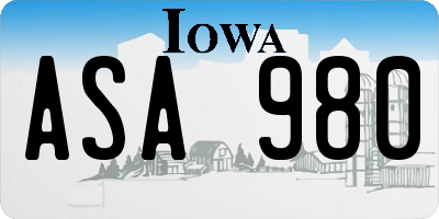 IA license plate ASA980