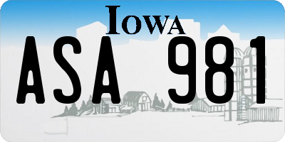 IA license plate ASA981