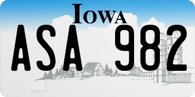 IA license plate ASA982