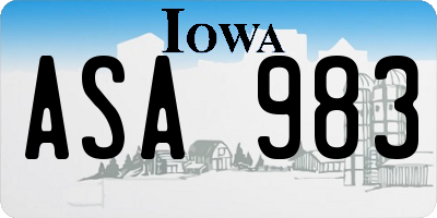 IA license plate ASA983