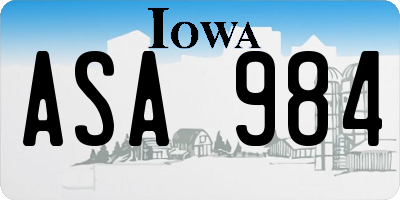 IA license plate ASA984