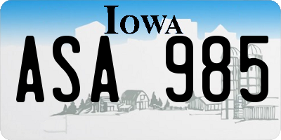 IA license plate ASA985