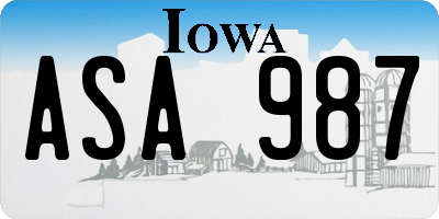 IA license plate ASA987