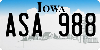IA license plate ASA988