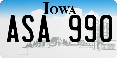 IA license plate ASA990