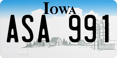 IA license plate ASA991