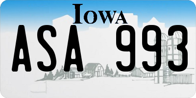 IA license plate ASA993