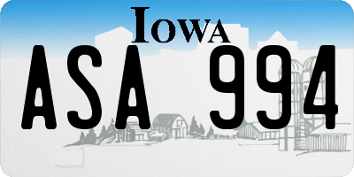 IA license plate ASA994