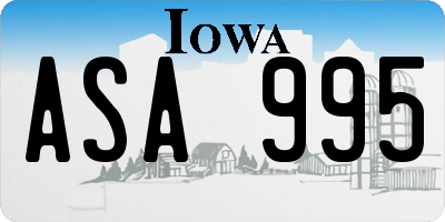 IA license plate ASA995