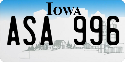 IA license plate ASA996