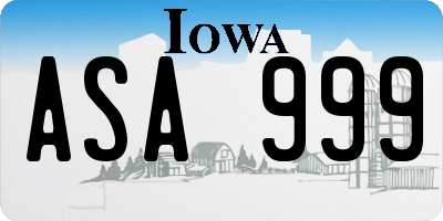 IA license plate ASA999