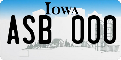 IA license plate ASB000