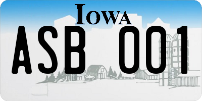 IA license plate ASB001