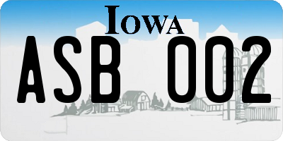 IA license plate ASB002