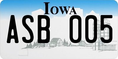 IA license plate ASB005