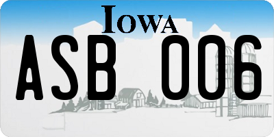 IA license plate ASB006