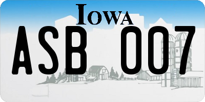 IA license plate ASB007
