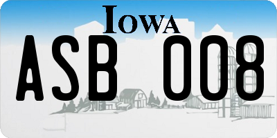 IA license plate ASB008