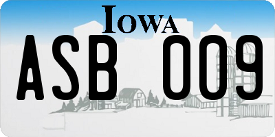 IA license plate ASB009