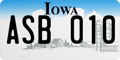 IA license plate ASB010