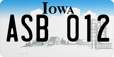 IA license plate ASB012