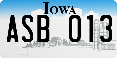 IA license plate ASB013