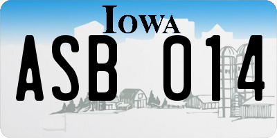 IA license plate ASB014