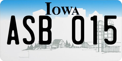 IA license plate ASB015