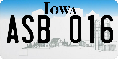 IA license plate ASB016