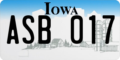 IA license plate ASB017