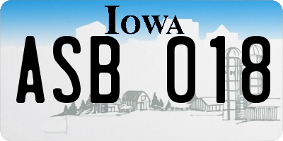 IA license plate ASB018