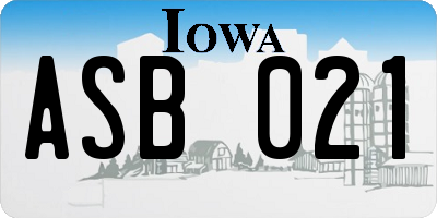 IA license plate ASB021
